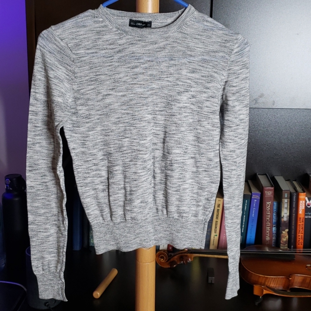 Zara Gray Marled Knit Tee